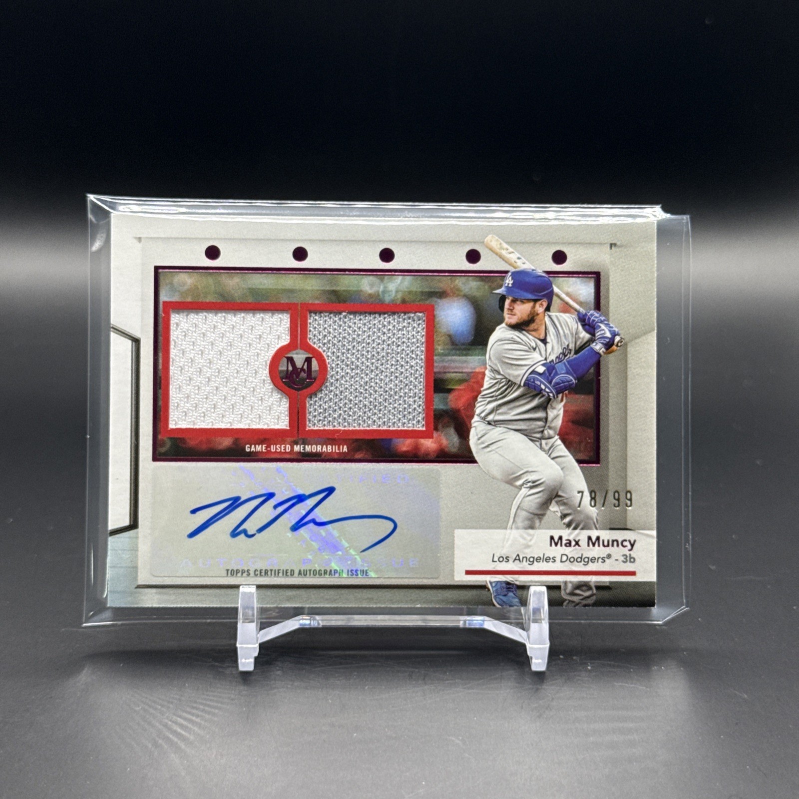 2024 Topps Museum Max Muncy Dual Relic Auto #SWDRA-MM Pink 78/99 - Dodgers