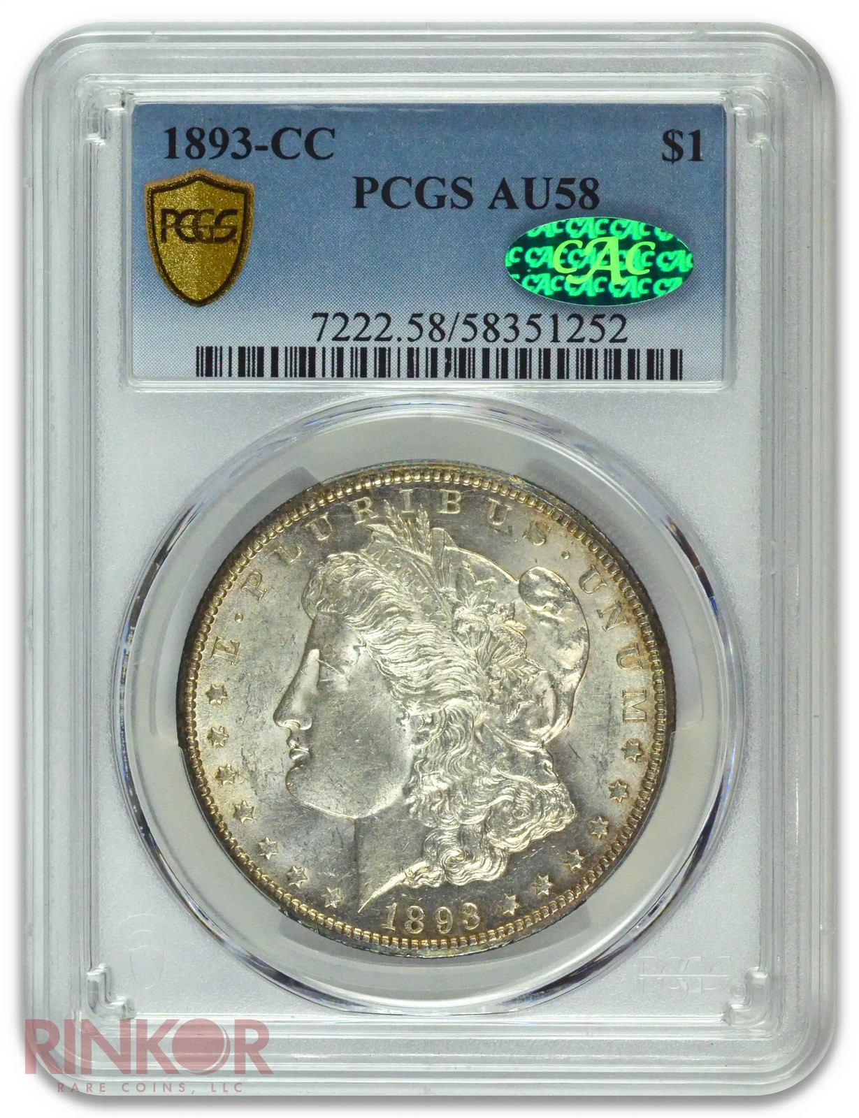 1893-CC $1 Morgan Dollar PCGS AU-58 CAC