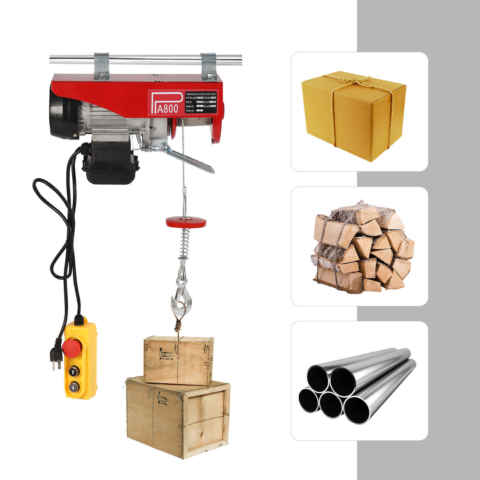 Electric Hoist 2200LBS 120V Winch Crane w/ Wired Remote for Garage Lift