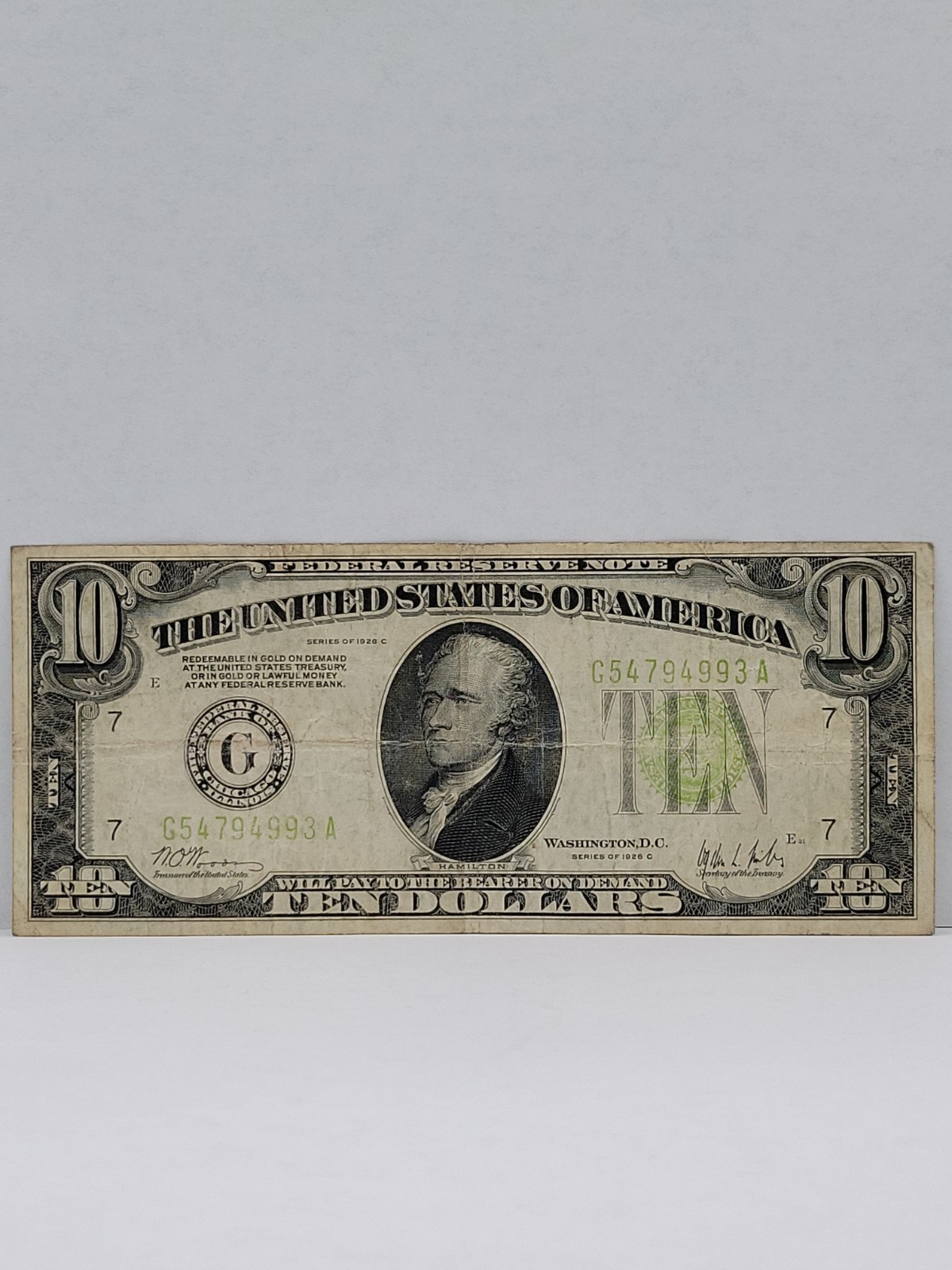 1928C $10 FEDERAL RESERVE NOTE LIME GREEN SEAL CHICAGO DISTRICT FINE / VERY FINE 1928C $10 FEDERAL RESERVE NOTE LIME GREEN SEAL CHICAGO DISTRICT FINE / VERY FINE