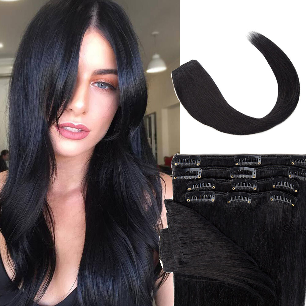 CLEARANCE 100% Human Hair Extensions 8 Pieces Clip In Real Remy Hair FULL HEAD