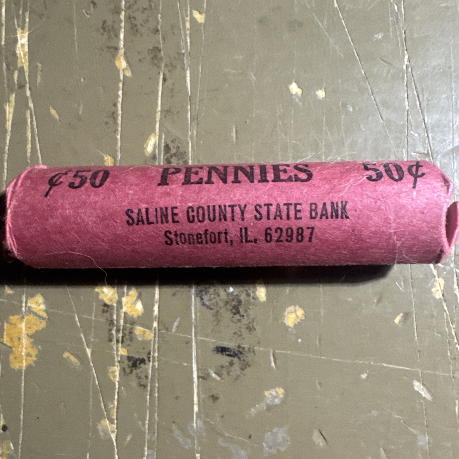 Vintage Hand Wrapped Roll Of Circulated Lincoln Cents 