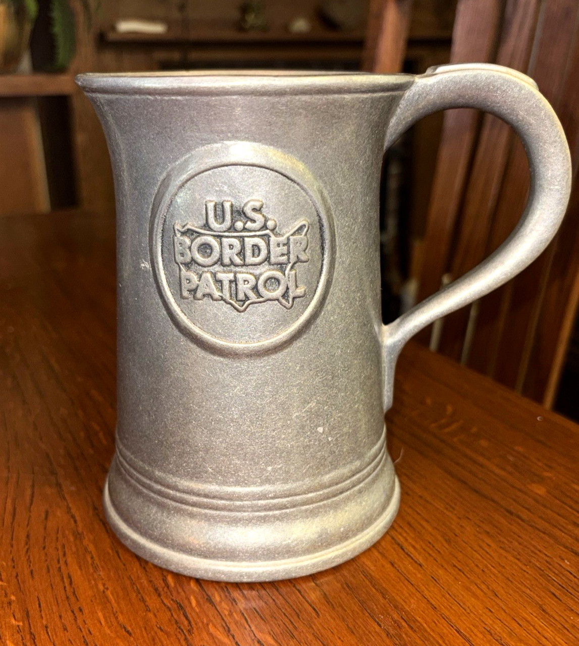 U.S. Border Patrol Pewter Tone Metal Tankard Wilton Armetale RARE