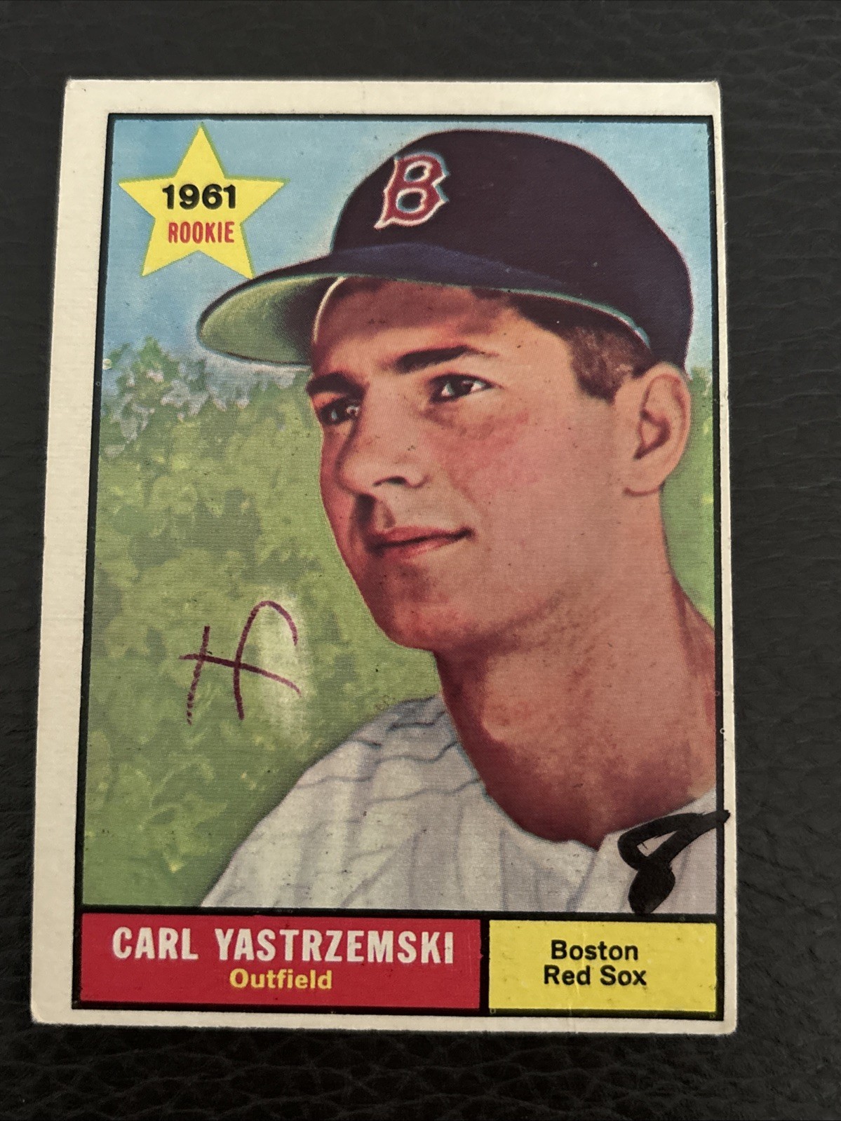 1961 Topps #287 Carl Yastrzemski Star Rookie RC Red Sox HOF - Ink Marks (Read)