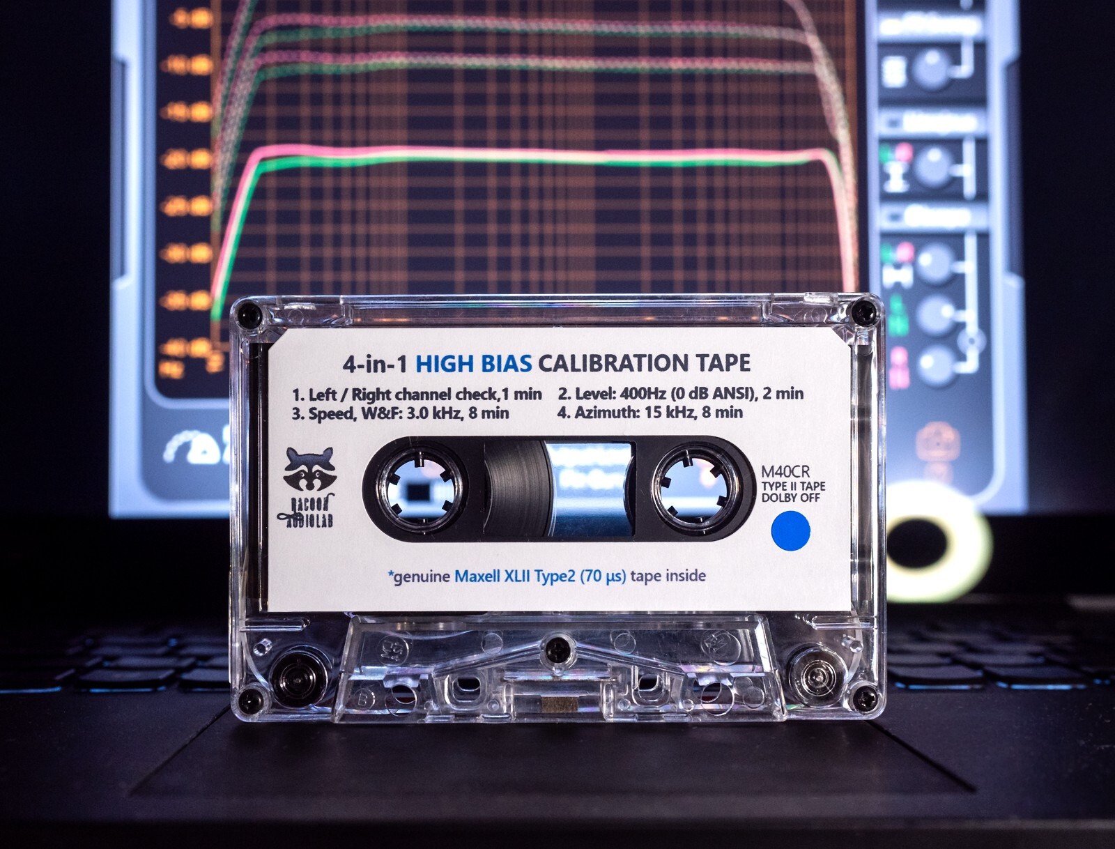 4-in-1 Maxell XLII Test/Calibration audio cassette for mid/high class tape decks