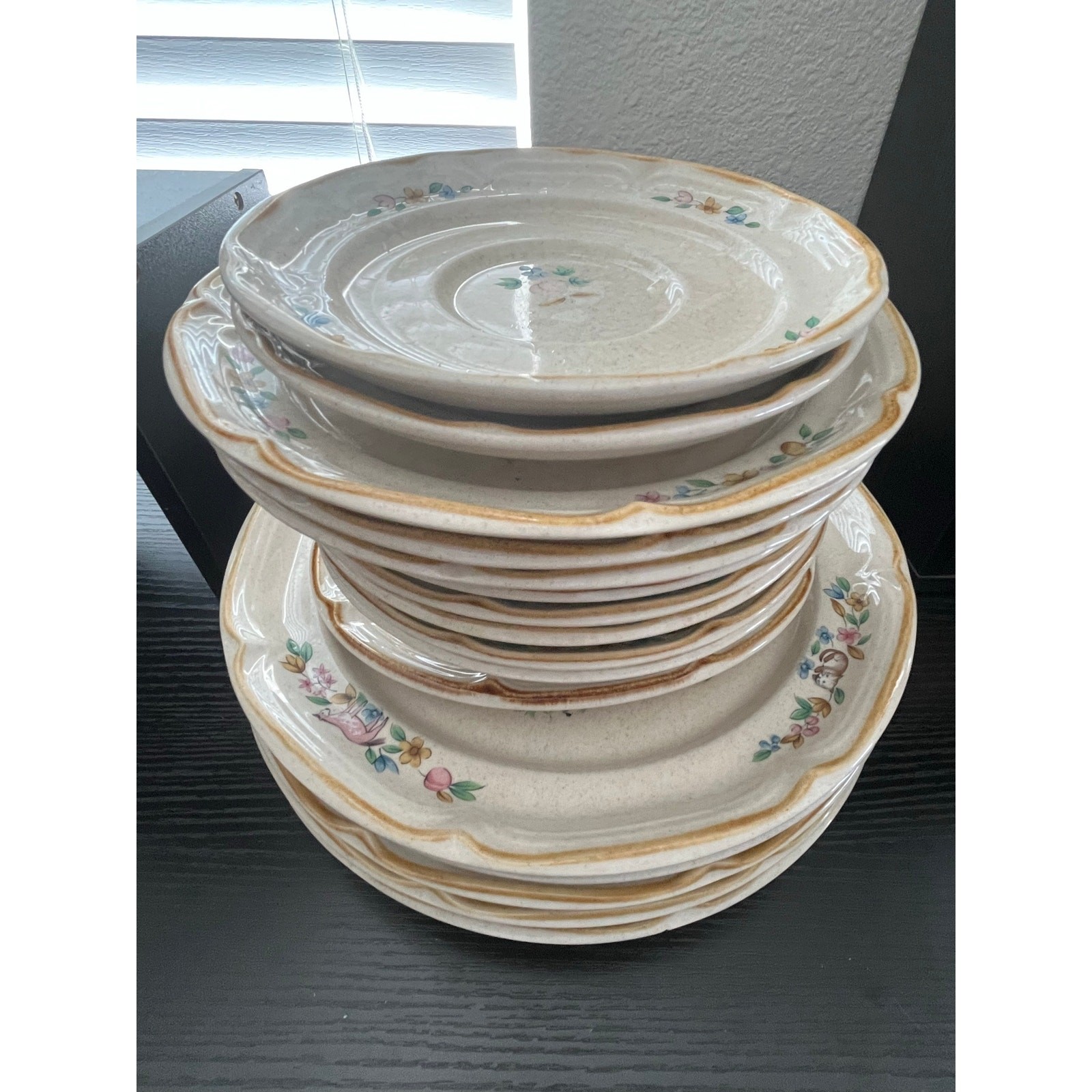 Vtg International China Heartland 7774 Set, 13pc Plates, Bowls, Platter As-Is