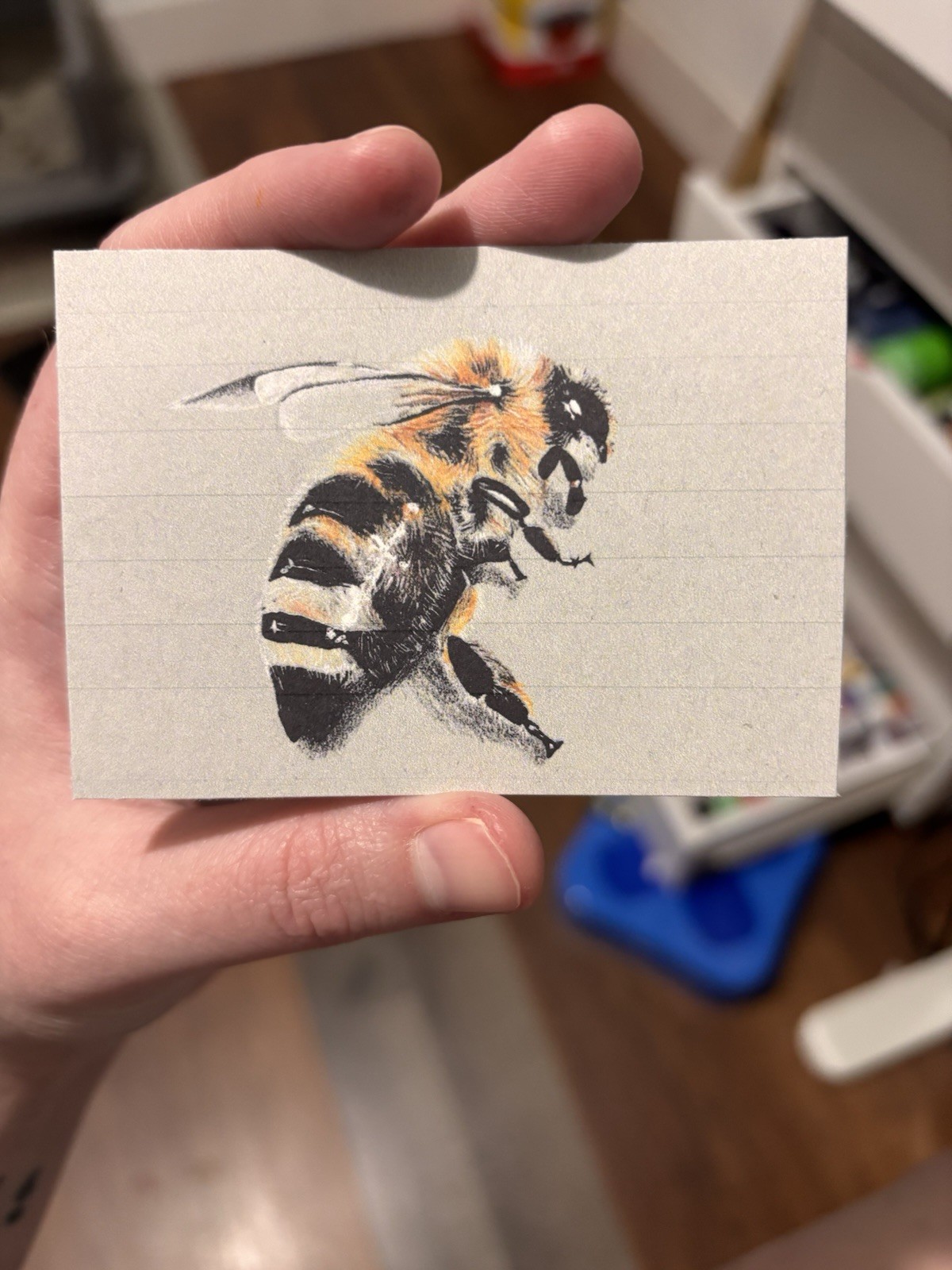 ACEO Print of Bee Colored Pencil Drawing Original Art 2.5x3.5 By April ACEO Print of Bee Colored Pencil Drawing Original Art 2.5x3.5 By April
