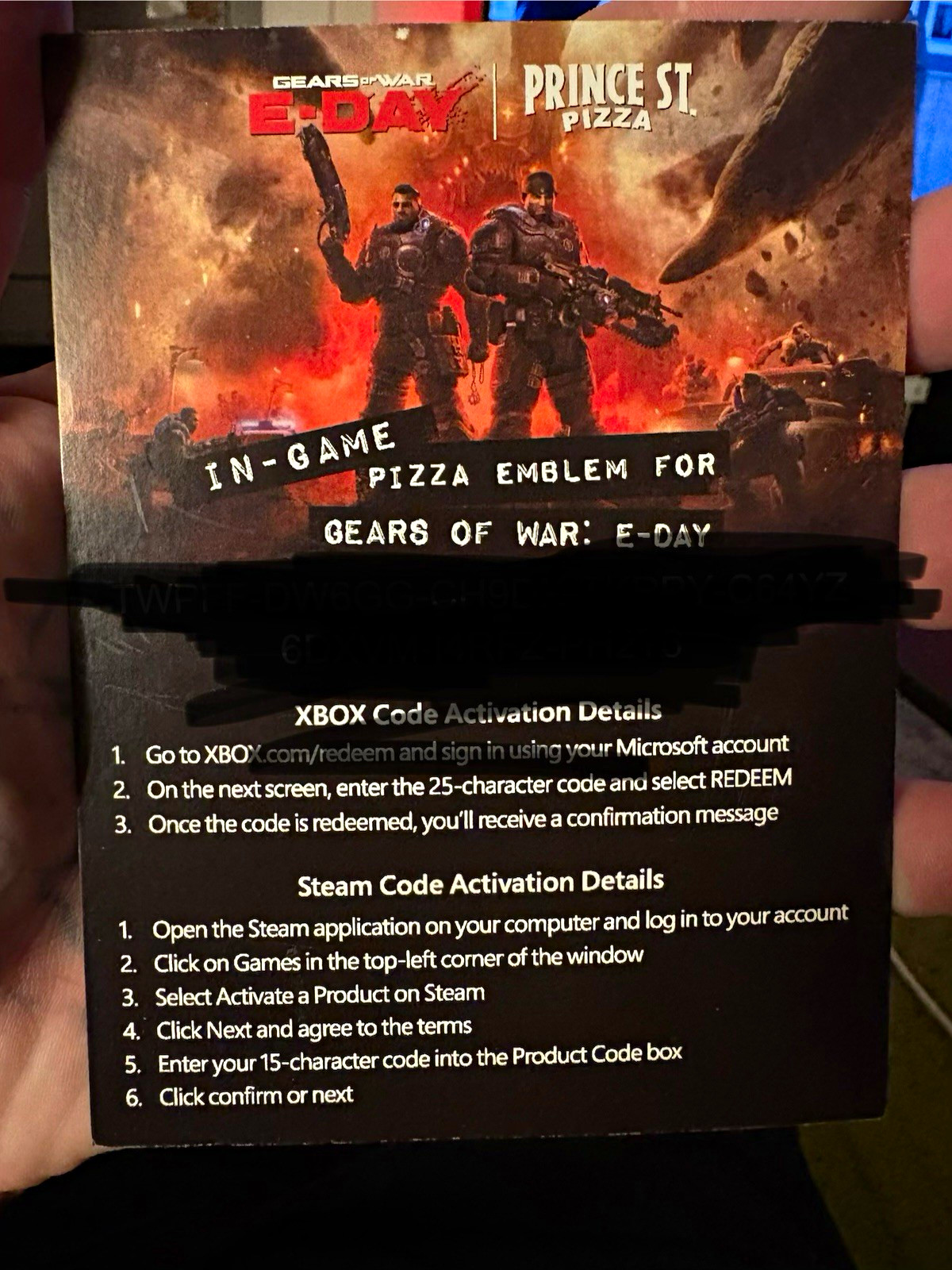 Microsoft Gears of War: E-Day In-Game Pizza Emblem Redeem Code Xbox/Steam