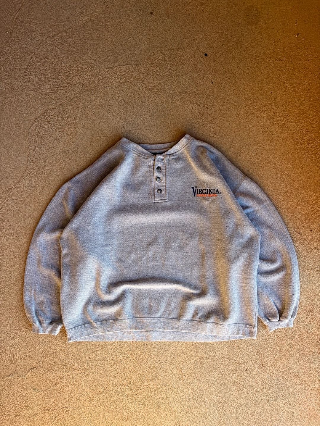 Vintage Crable Sportswear Virginia Cavaliers Grey Button Henley Sweatshirt Large