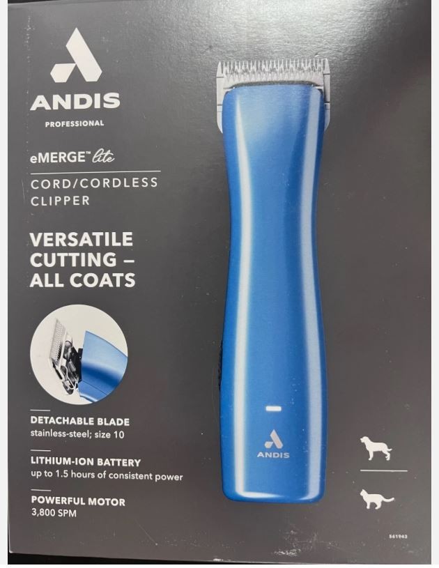 Andis eMerge Lite AGR3 Cord / Cordless Detachable Blade Clipper - Blue Andis eMerge Lite AGR3 Cord / Cordless Detachable Blade Clipper - Blue