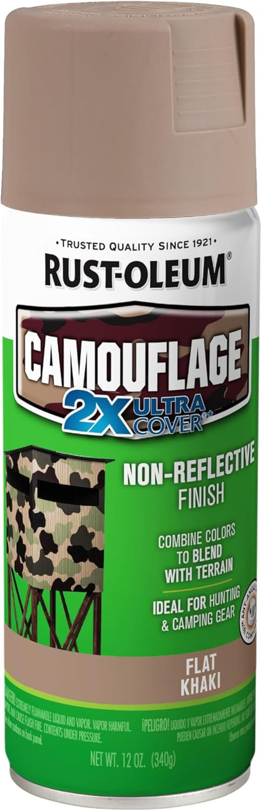 279177 Camouflage 2X Ultra Cover Spray Paint, 12 Oz, Khaki 279177 Camouflage 2X Ultra Cover Spray Paint, 12 Oz, Khaki