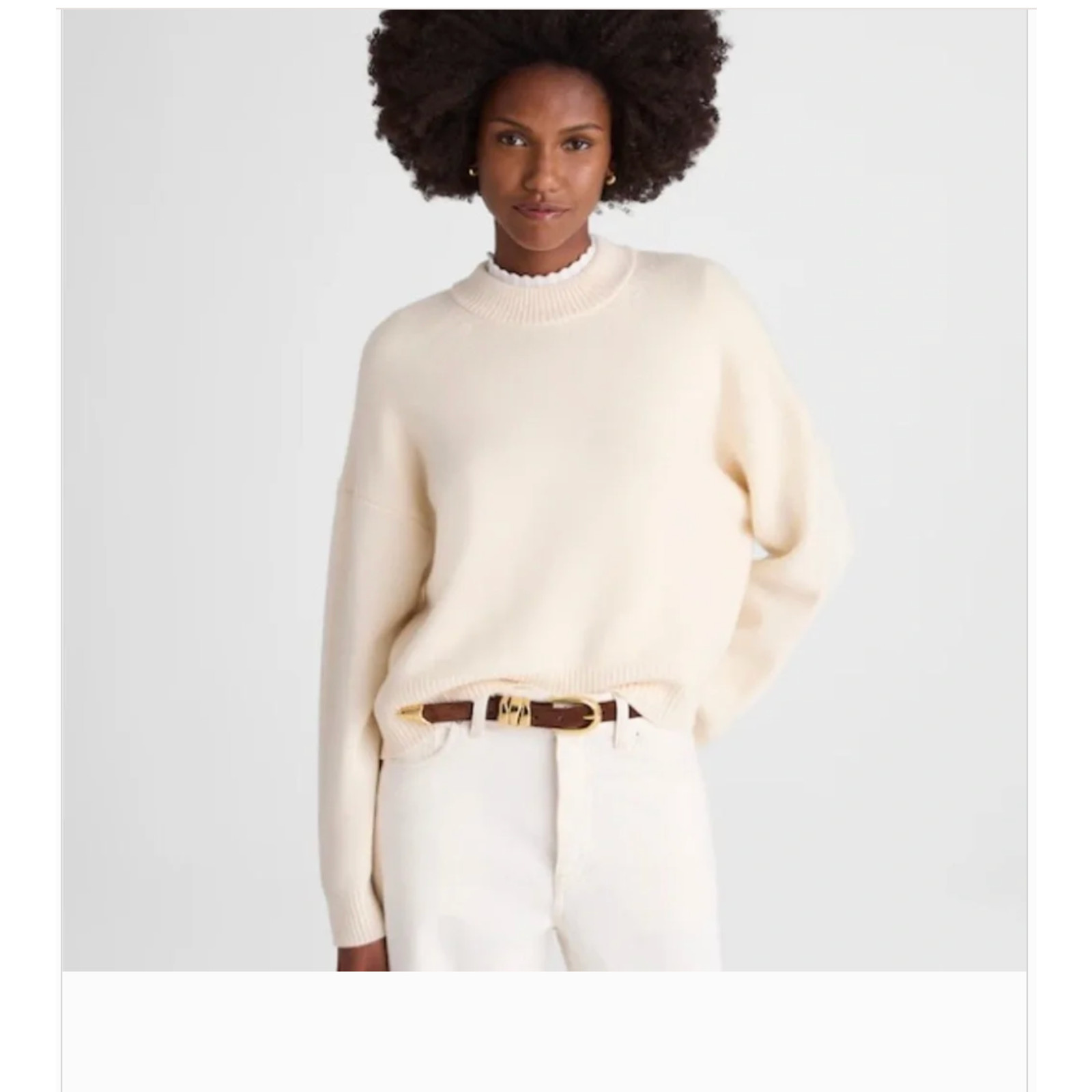 Madewell SoftWool Boxy Crewneck Oversized Sweater XS NWT Cream Cloud NT602