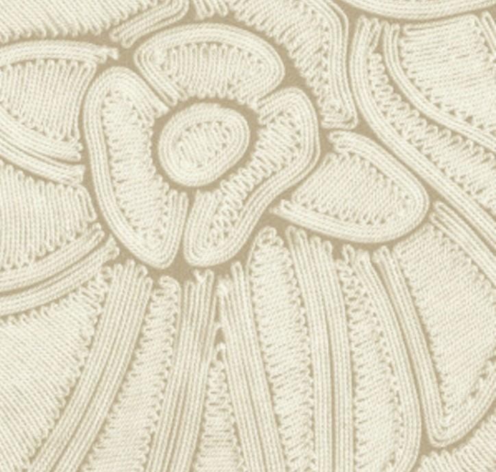 Wallpaper Arte Flore Bone Textured Vinyl Faux Stitched Embroidered Large Floral