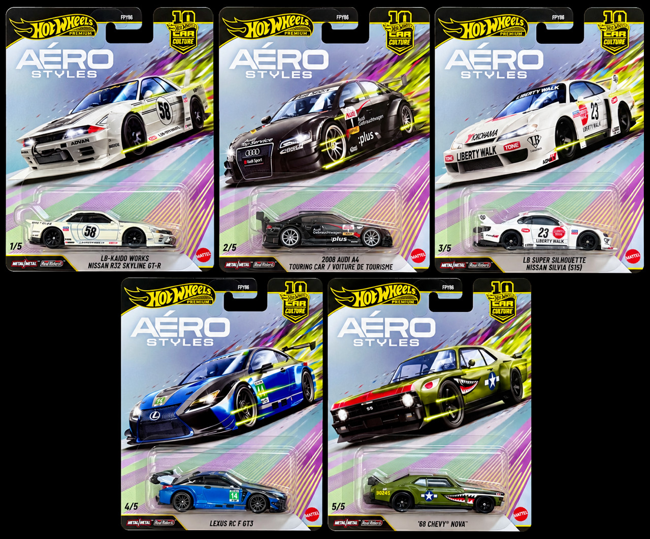 Hot Wheels Premium Car Culture Aero Styles Full Set of 5 - Brand New / Mint Card
