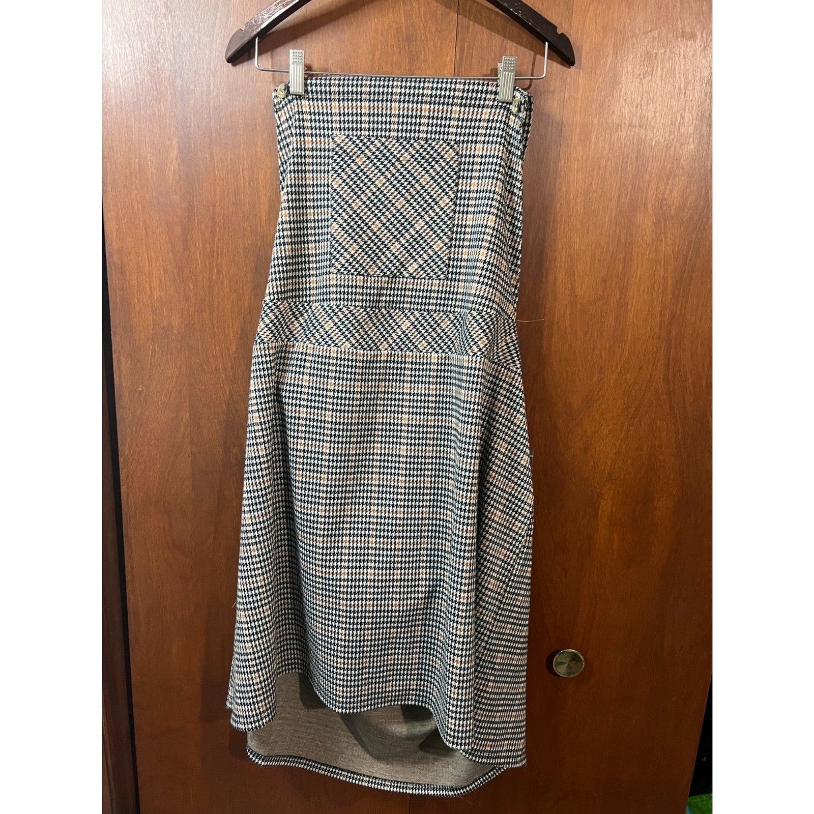 Torrid Double Knit Brown Houndstooth Skirtall Pinafore Dress Academia Fall 4 NWT