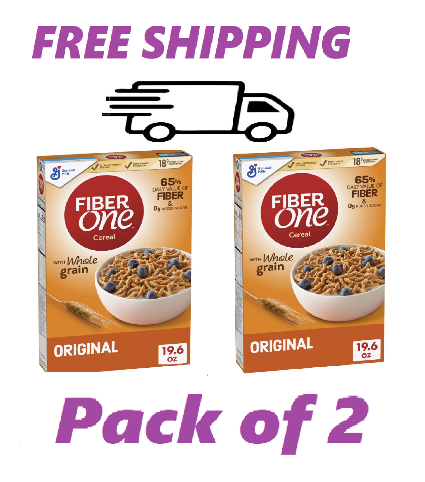 Fiber One Cereal, Original Bran, High Fiber Cereal Made with 19.6 oz (2 pack) Fiber One Cereal, Original Bran, High Fiber Cereal Made with 19.6 oz (2 pack)