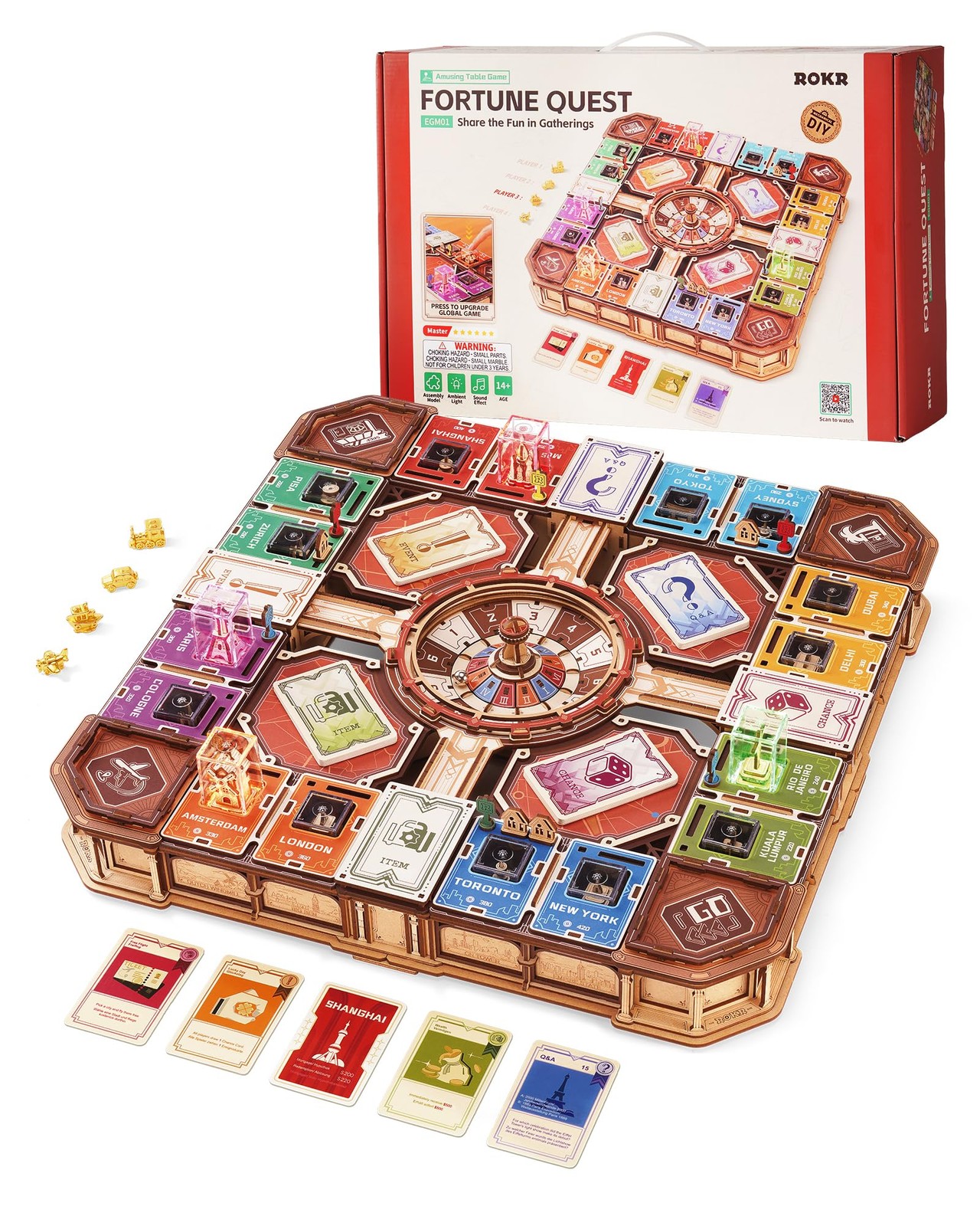 ROKR Fortune Quest 3D Wooden Puzzle Board Game,Sound & Light,907 Pcs Building...