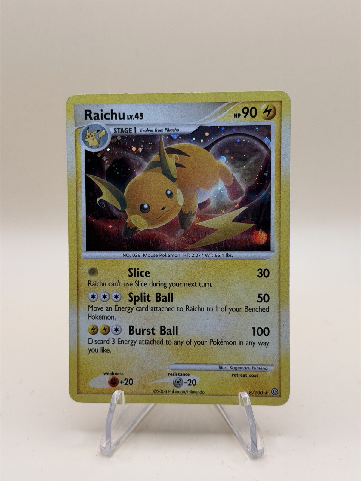 Raichu Stormfront Holo Rare 8/100 Moderately Played 2008