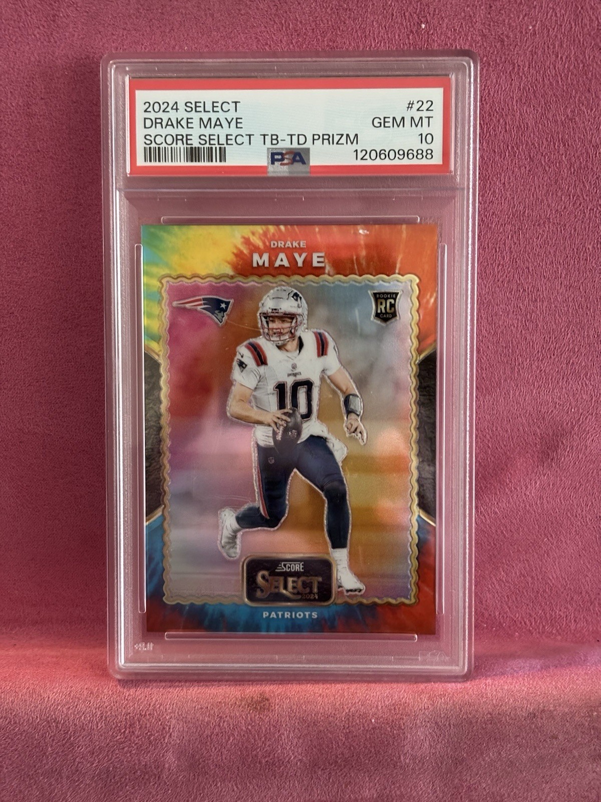 2024 Panini Select - Score Select Throwback Drake Maye #22 Tie-Dye Prizm 9/25