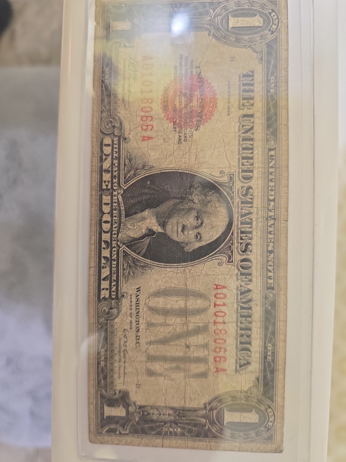 1928 $1 ONE DOLLAR US Legal Tender Note A-A BLOCK BANKNOTE, RED SEAL 1928 $1 ONE DOLLAR US Legal Tender Note A-A BLOCK BANKNOTE, RED SEAL