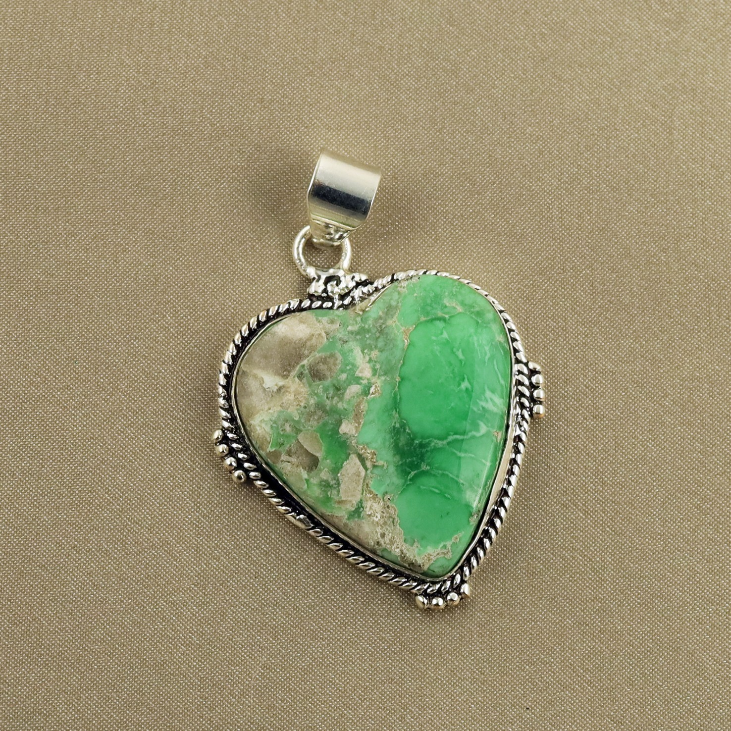 New Arrival - Natural Variscite Sterling Silver Plated Handmade Pendant