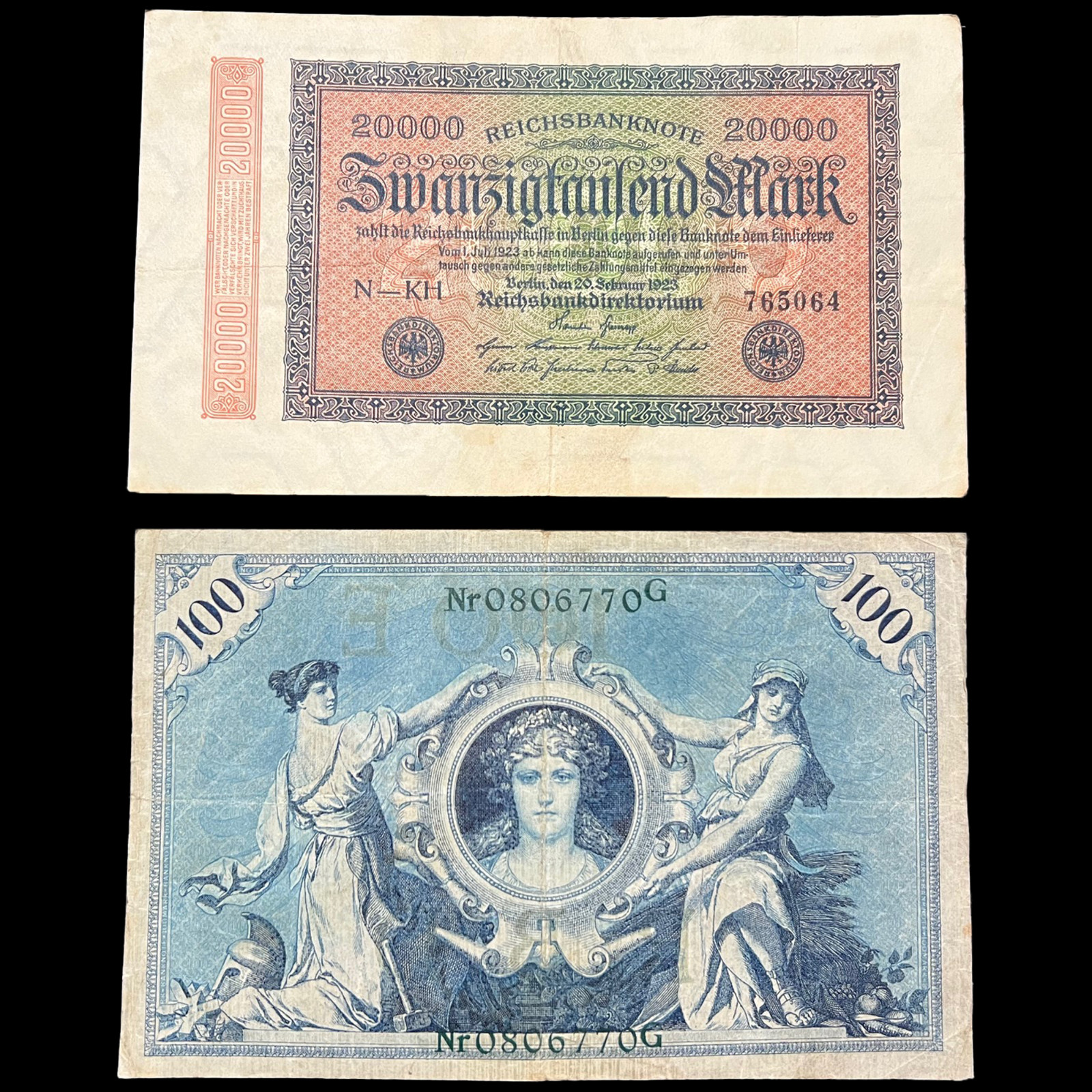 1908-1923 German Mark Banknotes World War 1 WW1 WWI Currency Antique Relic Cash
