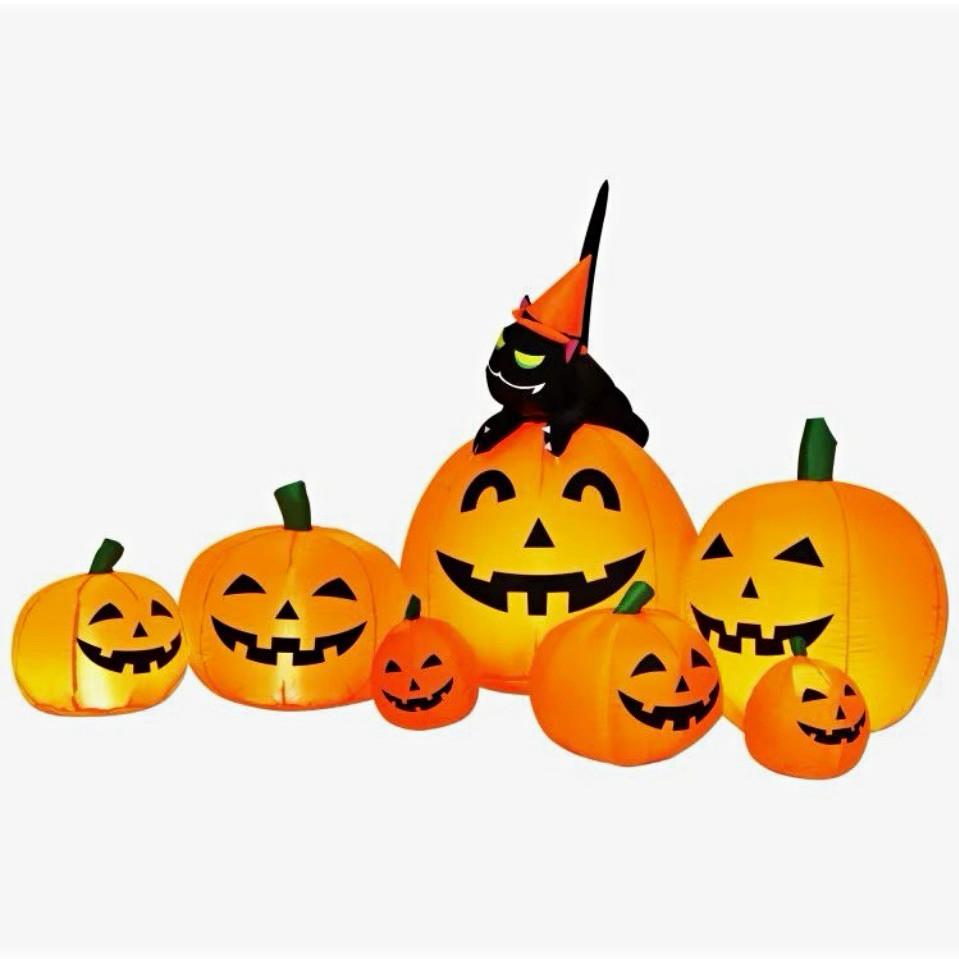 Halloween Inflatable Yard Decoration Pumpkin Patch Jack-O-Lanterns Black Cat