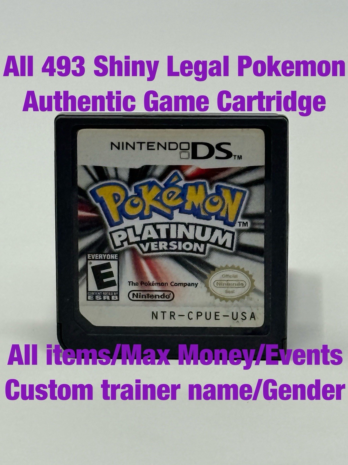 Unlocked Authentic Pokemon Platinum Nintendo DS All 493 Shiny Pokemon All Items