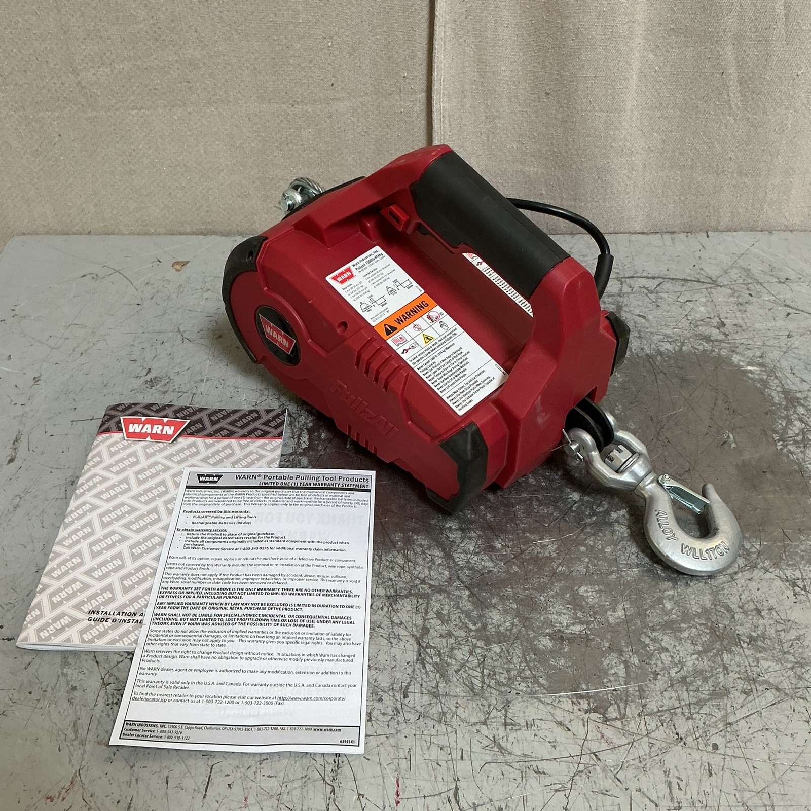 WARN 885000 Electric Winch PullzAll 120V 15 ft 1,000 lb Load