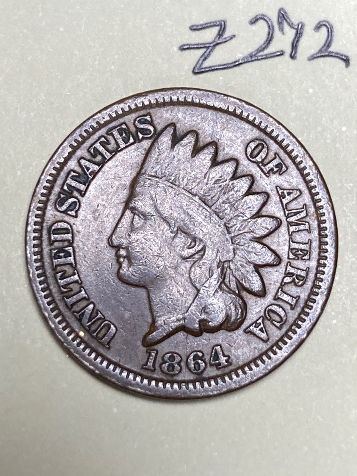 1864 Indian cent,  coin #Z272