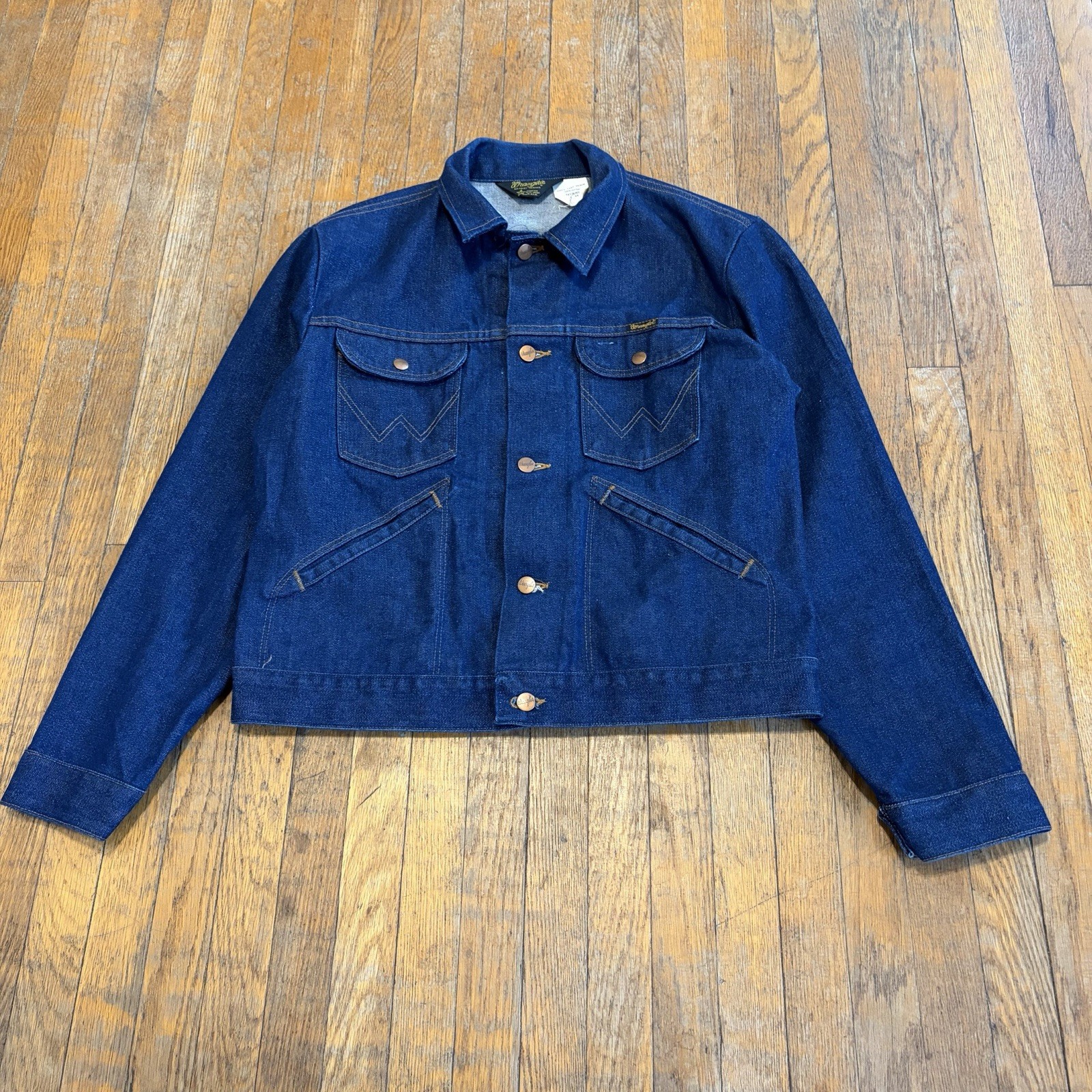 True Vintage 70s Wrangler No Fault Denim Trucker Jacket 126MJ Sz 44 Made In USA
