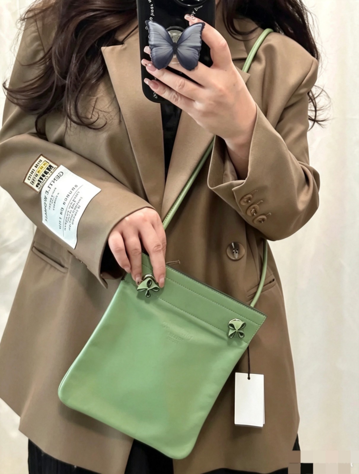 Hermes Aline Mini Avocado Green Leather Crossbody Shoulder Bag Silver Hardware