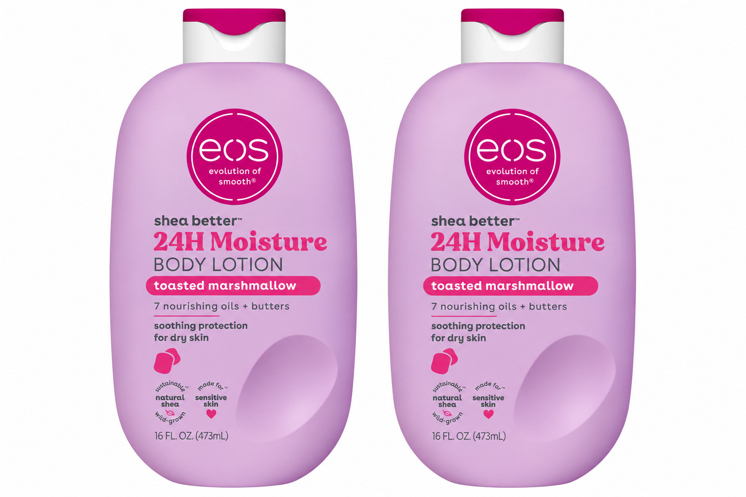 2 Pack eos Toasted Marshmallow Body Lotion Shea Butter 24H Moisture 16 oz