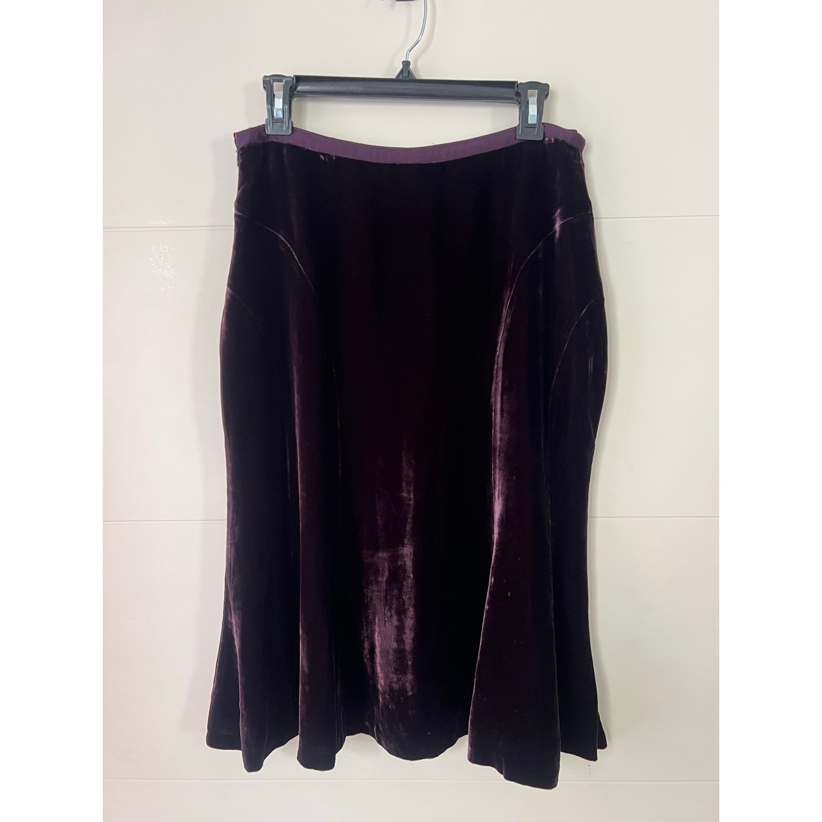 Y2K 90s Velvet LK Bennett Deep Plum Purple Mermaid Skirt Whimsigoth Goth Witchy