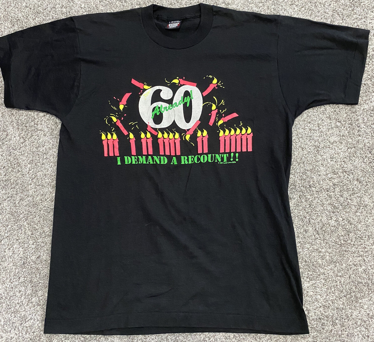 Vtg Birthday T Shirt 60 Novelty Humor Screen Stars Single Stitch Made In USA 80s