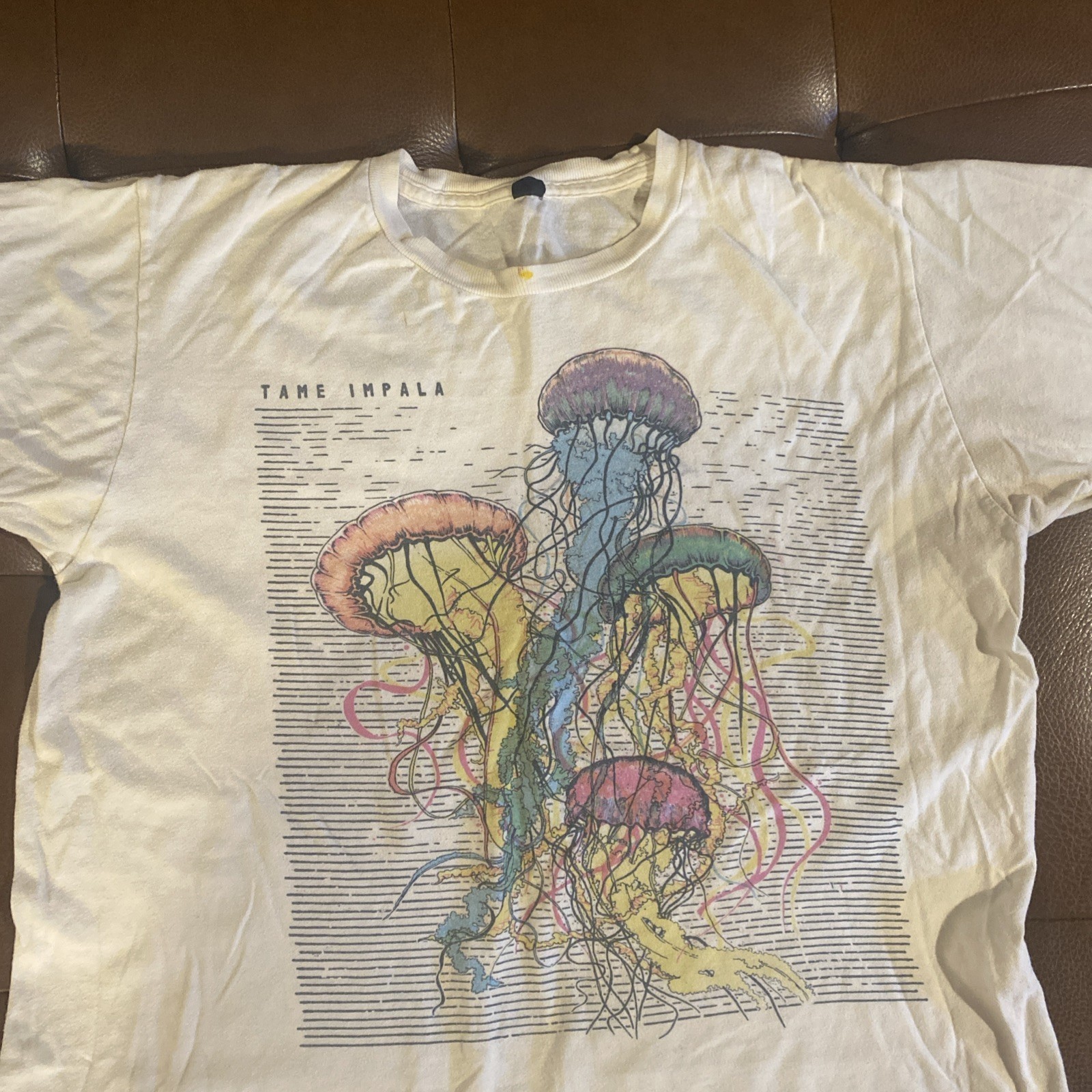 Tame Impala Vintage Psychedelic Indie Rock Tour White Graphic T-Shirt
