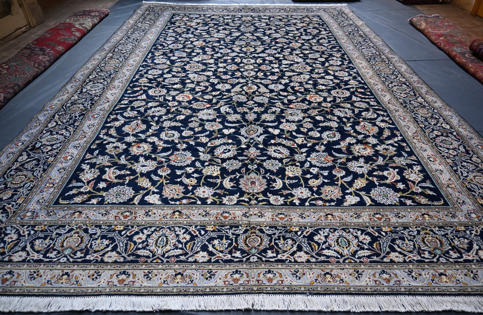 Antique Oriental Caucasian Rug 10x15 Fine Handmade Heris Kazak Blue Vintage Rug