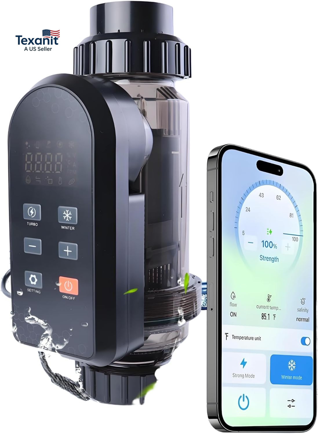 HOUSOUTION Salt Water Pool Chlorinator System, Salt Chlorine Generator with Smar HOUSOUTION Salt Water Pool Chlorinator System, Salt Chlorine Generator with Smar