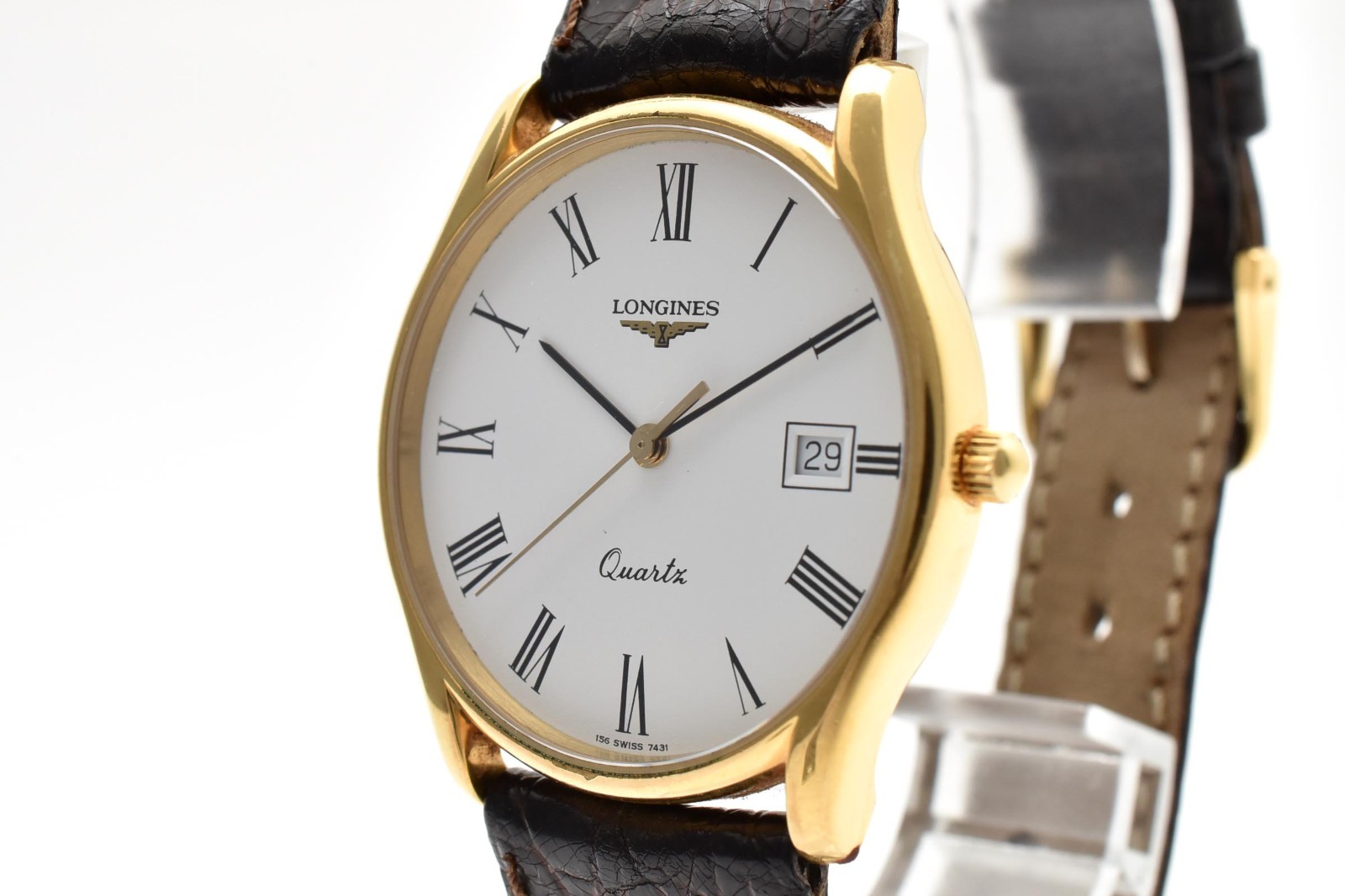 [Exc+5] LONGINES Grand Classic L156.4 White Dial Date Quartz Men's Watch JAPAN