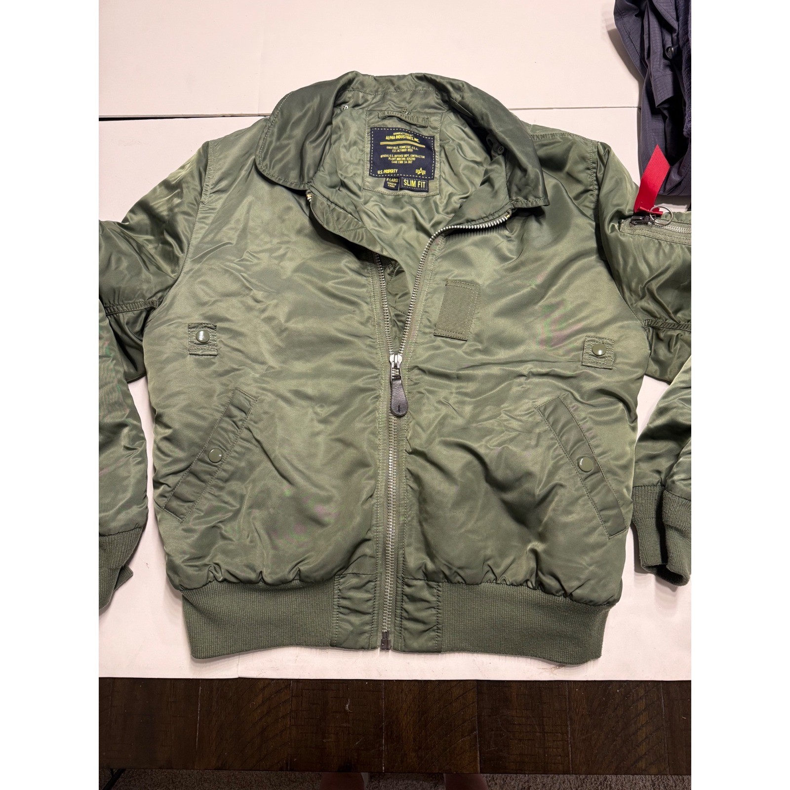 Alpha Industries Slim Fit MA-1 Bomber Jacket Sage Green Mens XL PON000303