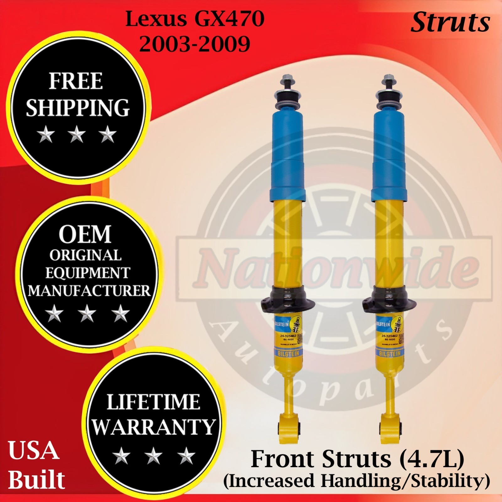Bilstein Genuine OEM Front Struts For 2003-2009 Lexus GX470 Lifetime Warranty