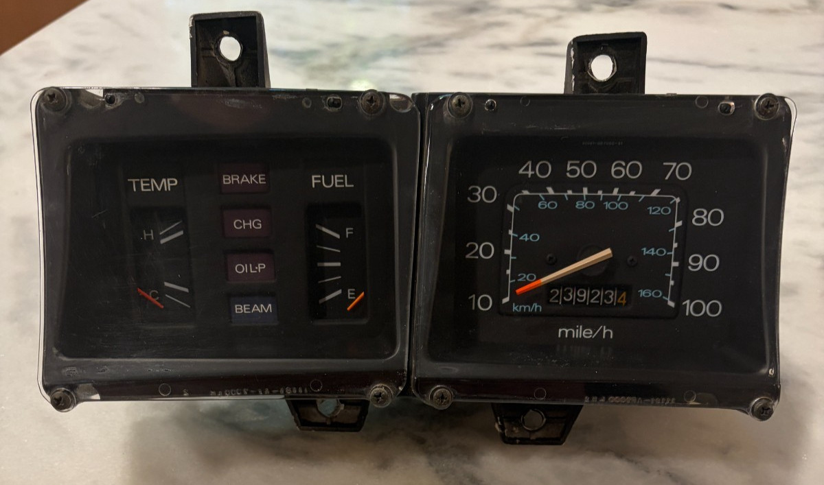 1975-1978 Datsun B210 Instrument Cluster Speedometer Fuel Temp Gauges TESTED