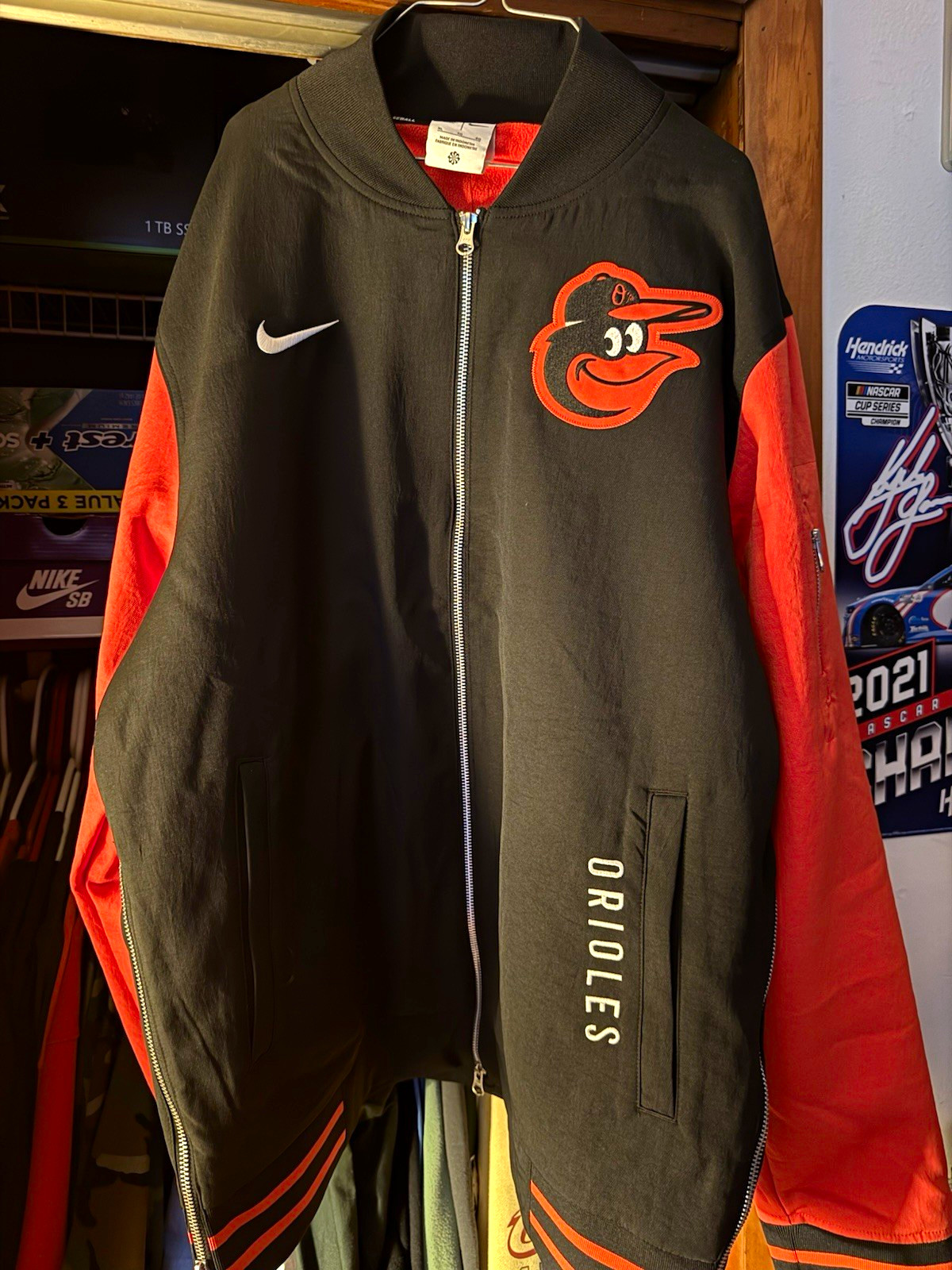 Nike Baltimore Orioles MLB Authentic Full Zip Bomber Jacket XL Black Orange NWT