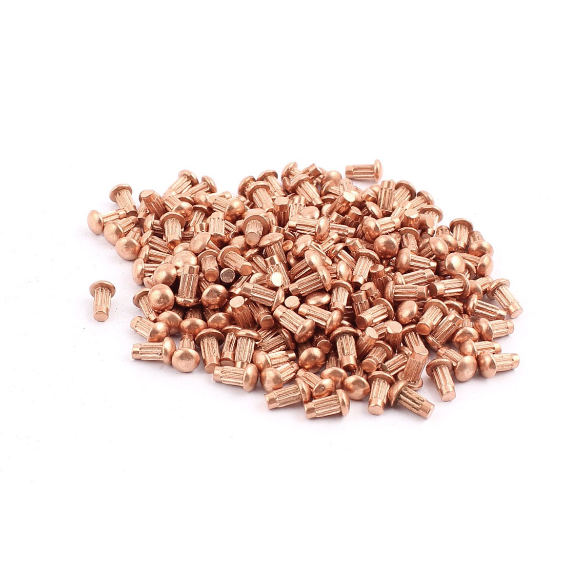 200 Pcs 3mmx6mm Copper Round Head Solid Rivets Knurled Shank