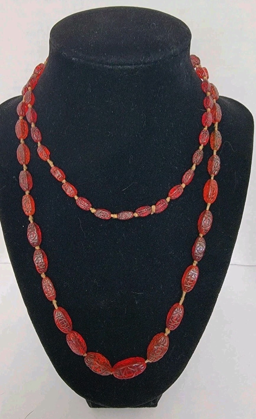 Antique 1920s Neiger Brothers Czech Glass Necklace Graduated Chinoiserie Flapper
