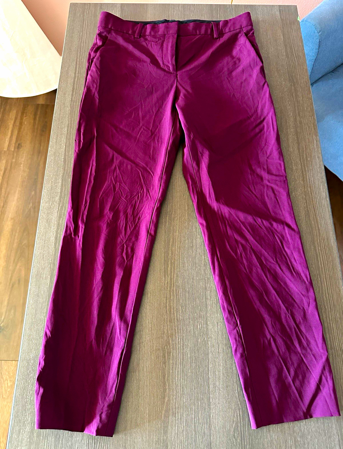 Theory Treeca Wool-Blend Burgundy Slim Straight Dress Ankle Pants Flat Size 4 Theory Treeca Wool-Blend Burgundy Slim Straight Dress Ankle Pants Flat Size 4