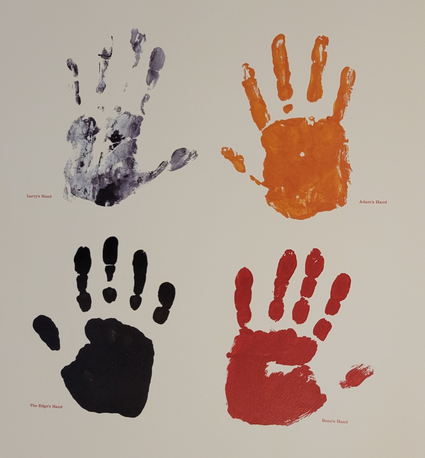 U2, Extremely Rare -  U2 (all members) Handprints w/ COA (498/500)