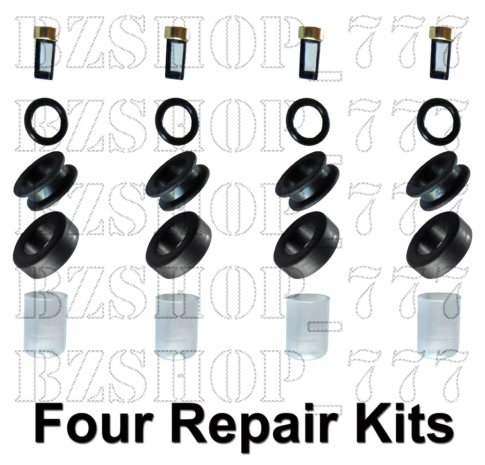 4 Fuel Injectors Repair Kit O-RINGS FILTERS CAPS GROMMETS 1988-1989 4RUNNER 22RE