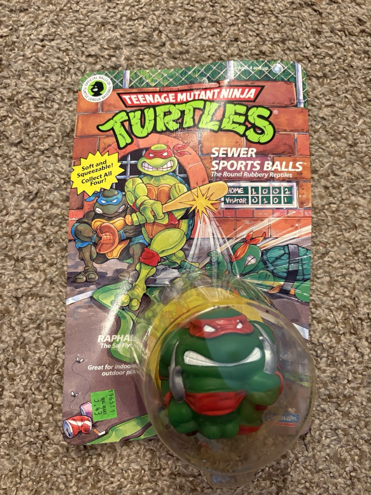Raphael Sewer Sports Balls TMNT 1991 Playmates Vintage NEW SEALED On Card READ