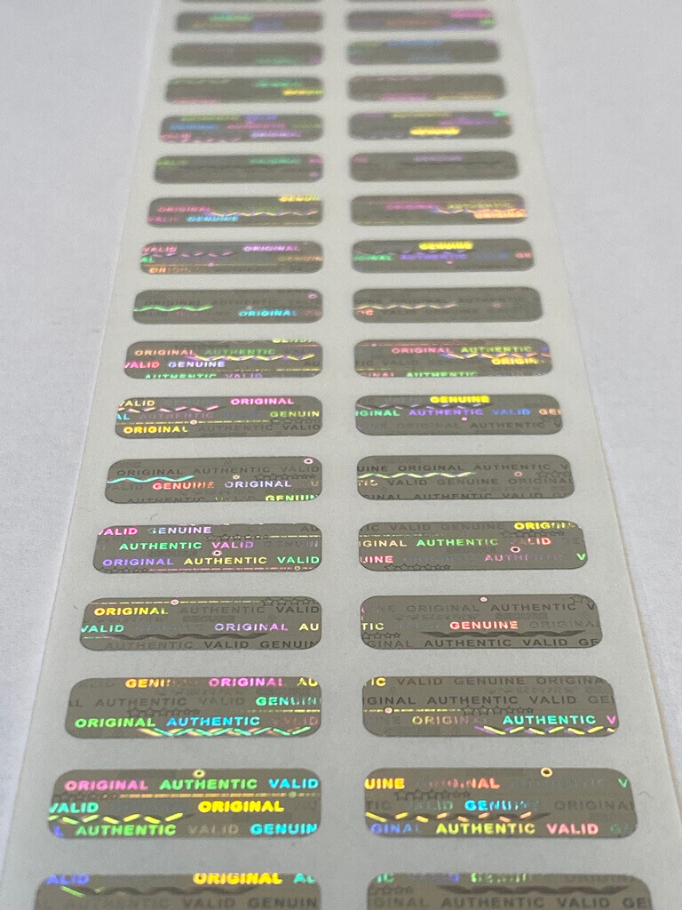 100 SMALL BRIGHT SILVER TAMPER EVIDENT VOID HOLOGRAM SECURITY LABELS STICKERS